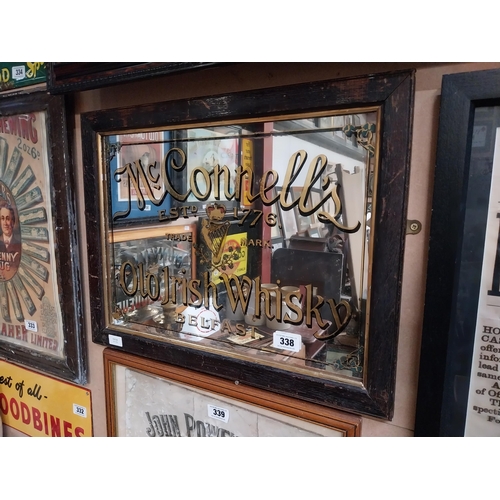 338 - McConnell's Old Irish Whisky Belfast framed advertising mirror. {43 cm H x 64 cm  W}.