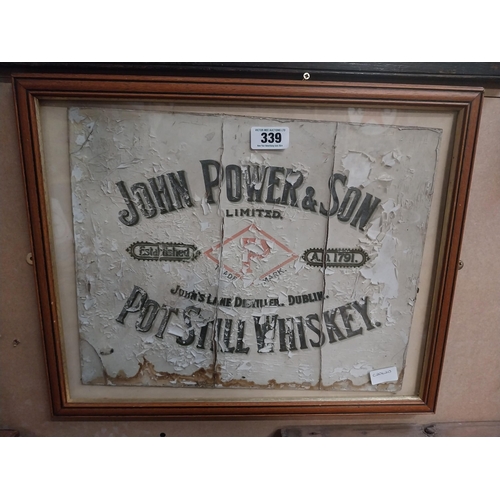 339 - Original John Power's and Sons Pure Pot Still Whiskey framed advertisement. {45 cm H x 55 cm W}.