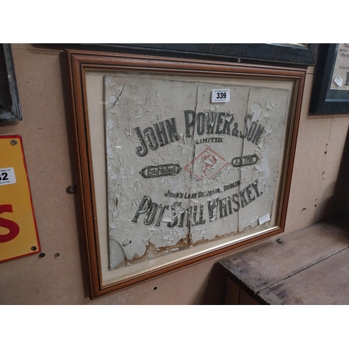 339 - Original John Power's and Sons Pure Pot Still Whiskey framed advertisement. {45 cm H x 55 cm W}.