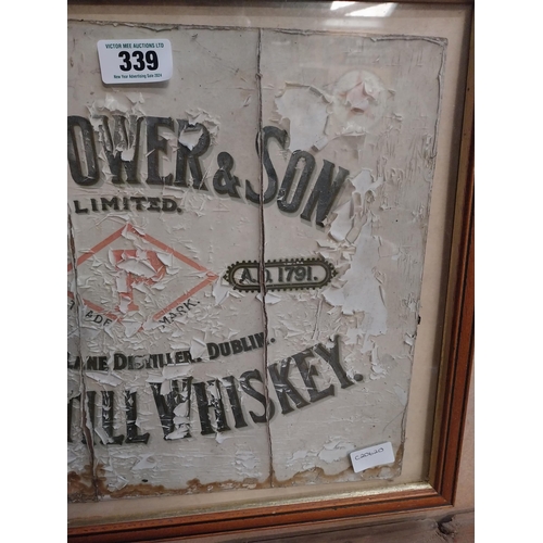 339 - Original John Power's and Sons Pure Pot Still Whiskey framed advertisement. {45 cm H x 55 cm W}.