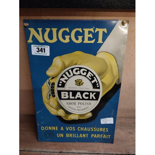 341 - Nugget Black Shoe Polish tin plate sign. {37 cm H x 25 cm W}.