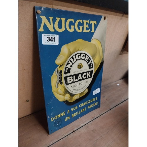 341 - Nugget Black Shoe Polish tin plate sign. {37 cm H x 25 cm W}.