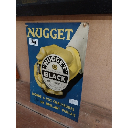 341 - Nugget Black Shoe Polish tin plate sign. {37 cm H x 25 cm W}.