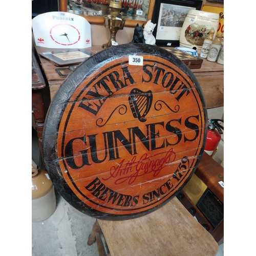 350 - Guinness Extra Stout Brewers since 1759 painted wooden barrel lid. {60 cm Dia.}