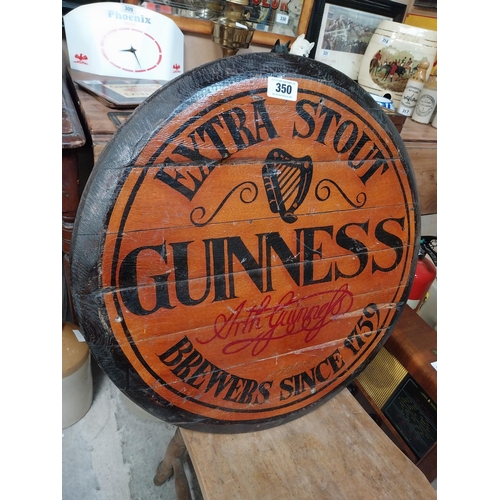 350 - Guinness Extra Stout Brewers since 1759 painted wooden barrel lid. {60 cm Dia.}