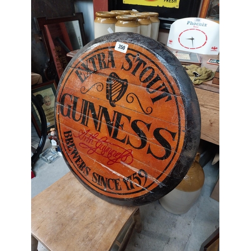 350 - Guinness Extra Stout Brewers since 1759 painted wooden barrel lid. {60 cm Dia.}