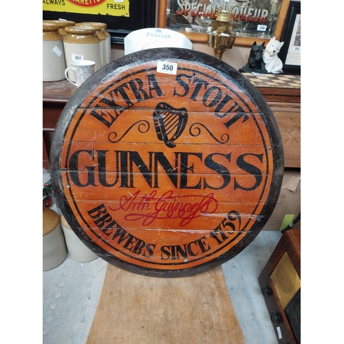 350 - Guinness Extra Stout Brewers since 1759 painted wooden barrel lid. {60 cm Dia.}