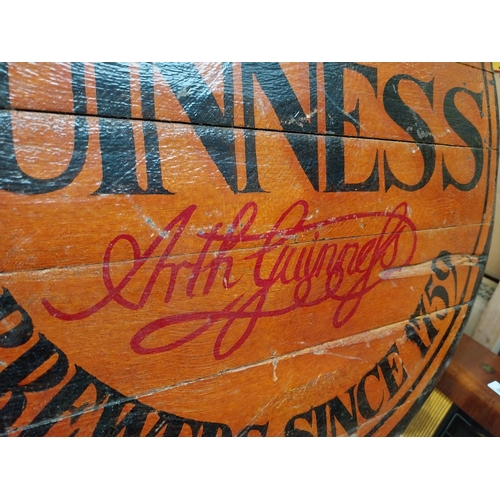 350 - Guinness Extra Stout Brewers since 1759 painted wooden barrel lid. {60 cm Dia.}