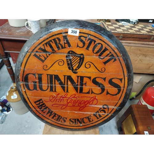 350 - Guinness Extra Stout Brewers since 1759 painted wooden barrel lid. {60 cm Dia.}