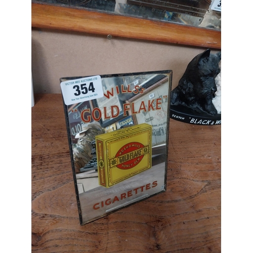 354 - Wills's Gold Flake Cigarettes advertising mirror. {20 cm H x 16 cm W}.