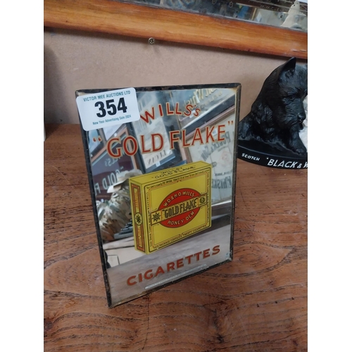 354 - Wills's Gold Flake Cigarettes advertising mirror. {20 cm H x 16 cm W}.