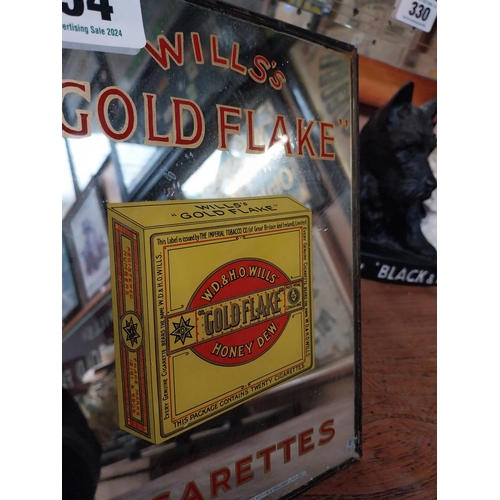 354 - Wills's Gold Flake Cigarettes advertising mirror. {20 cm H x 16 cm W}.