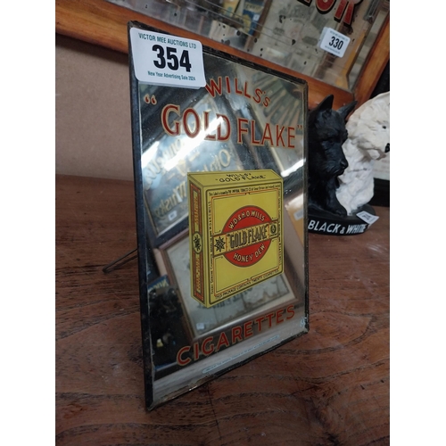 354 - Wills's Gold Flake Cigarettes advertising mirror. {20 cm H x 16 cm W}.