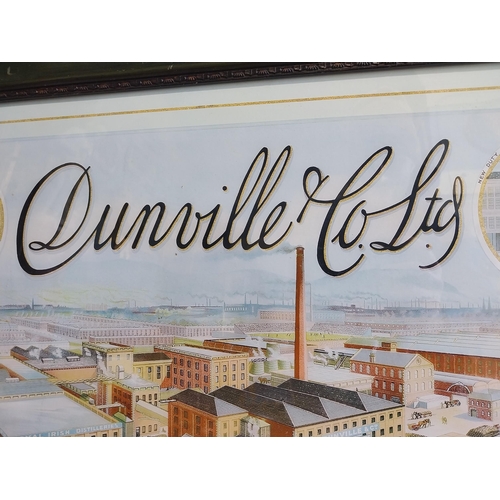 355A - Large Dunville's Royal Irish Distillers advertising print mounted in pine frame {65 cm H x 80 cm W}.