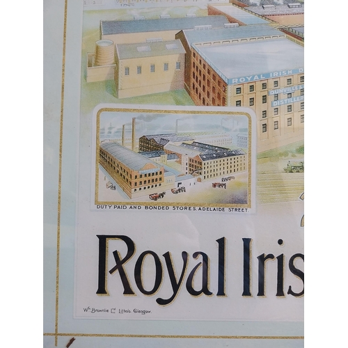 355A - Large Dunville's Royal Irish Distillers advertising print mounted in pine frame {65 cm H x 80 cm W}.