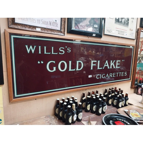 359 - Rare Will's Gold Flake Cigarettes reverse painted glass advertising sign { 59cm H X 175cm W }.