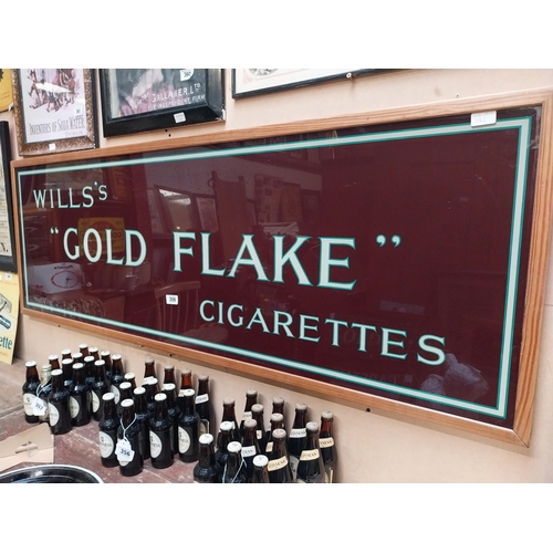 359 - Rare Will's Gold Flake Cigarettes reverse painted glass advertising sign { 59cm H X 175cm W }.