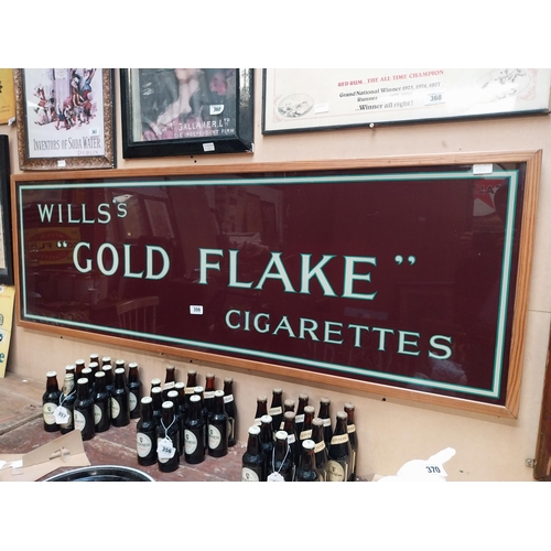 359 - Rare Will's Gold Flake Cigarettes reverse painted glass advertising sign { 59cm H X 175cm W }.