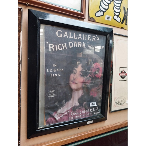 360 - Gallaher's Rich Dark Honeydew Tobacco framed advertising print. {58 cm H x 48 cm W}.