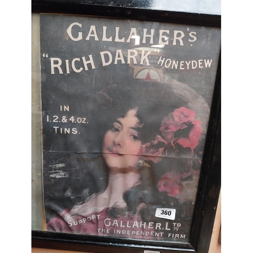 360 - Gallaher's Rich Dark Honeydew Tobacco framed advertising print. {58 cm H x 48 cm W}.