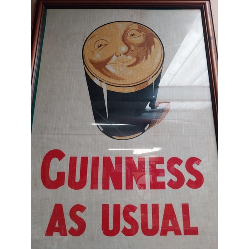 364 - Framed Guinness tea towel . {80 cm H x 50 cm W}.