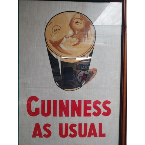 364 - Framed Guinness tea towel . {80 cm H x 50 cm W}.