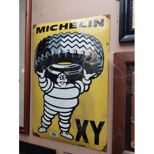 365 - Michelin Man Tyres enamel advertising sign. {60 cm H x 40 cm W}.