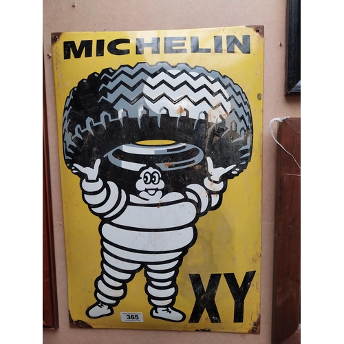 365 - Michelin Man Tyres enamel advertising sign. {60 cm H x 40 cm W}.