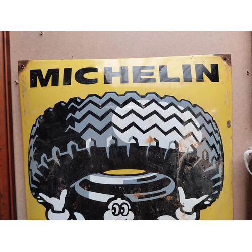 365 - Michelin Man Tyres enamel advertising sign. {60 cm H x 40 cm W}.