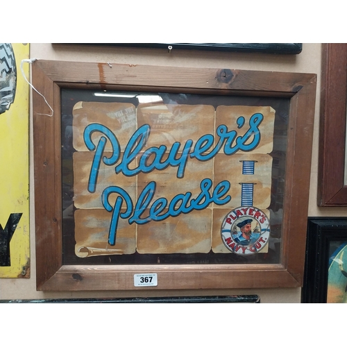 367 - Player's Please framed Sign. {43 cm H x 55 cm W}