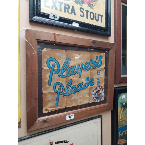 367 - Player's Please framed Sign. {43 cm H x 55 cm W}