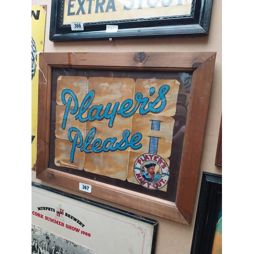 367 - Player's Please framed Sign. {43 cm H x 55 cm W}