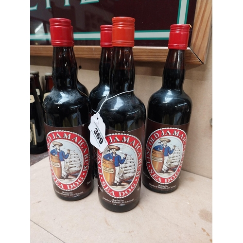 369 - Five bottles of Fine Old Jamaican Sea Dog Rum. {30 cm H x  8 cm Dia.}