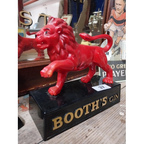 37 - Booth's Gin Perspex advertising figure of Lion. {22 cm H x 23 cm W x 10 cm D}.