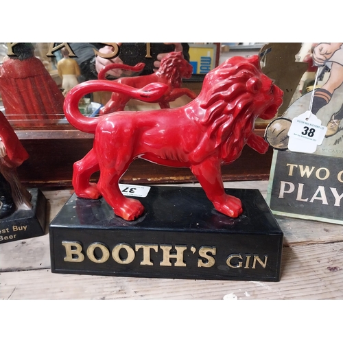 37 - Booth's Gin Perspex advertising figure of Lion. {22 cm H x 23 cm W x 10 cm D}.