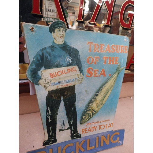 374 - Buckling Treasure of the Sea cardboard advertising showcard. {41 cm H x 26 cm W}.