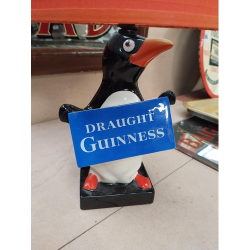 376 - Guinness Draught Guinness Penguin advertising lamp with original shade by Carltonware. {40 cm H x 17... 