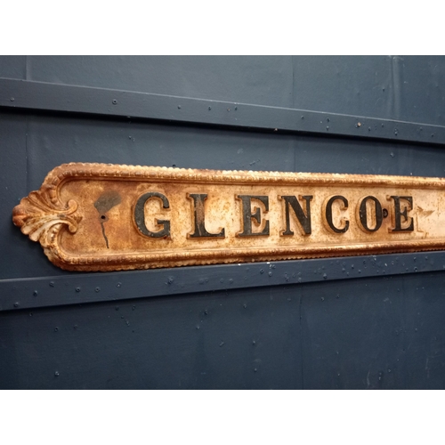 377A - Glencoe road cast iron street sign  {H 20cm x W 170cm x D 2cm }.