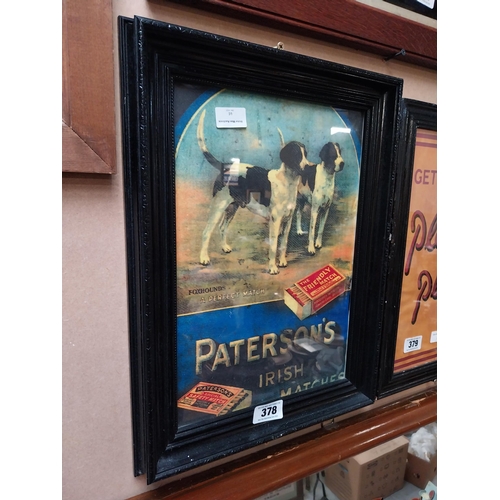 378 - Paterson's Irish Matches framed advertising print. {47 cm H x 36 cm W}.