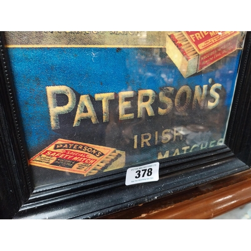 378 - Paterson's Irish Matches framed advertising print. {47 cm H x 36 cm W}.