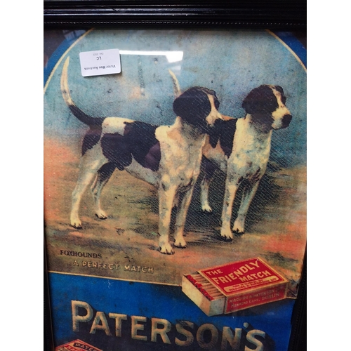 378 - Paterson's Irish Matches framed advertising print. {47 cm H x 36 cm W}.