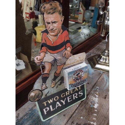 38 - Rare Two Great Players J J McCarthy Player's Navy Cut Cigarettes cardboard showcard. {37 cm H x 22 c... 