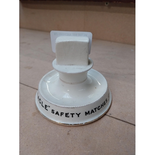 385 - Eagle Safety ceramic advertising match box holder. {9cm H}.