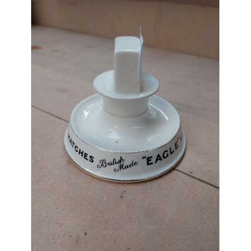 385 - Eagle Safety ceramic advertising match box holder. {9cm H}.