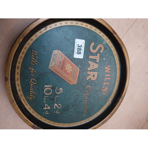 388 - Wills's Star Cigarettes tinplate advertising drinks tray. {31 cm Dia.}