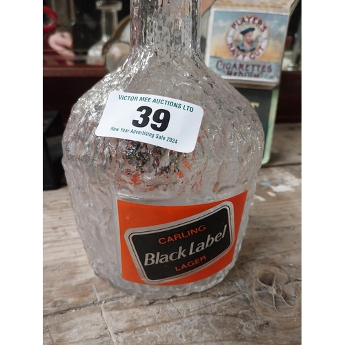 39 - Pair of Carling Black Label lager glass decanters. {25 cm H x 21 cm Dia.}