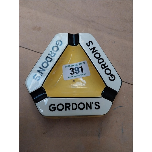 391 - Gordon's Dry Gin Carltonware advertising ashtray. {3 cm H x 15 cm W x 15 cm D}.