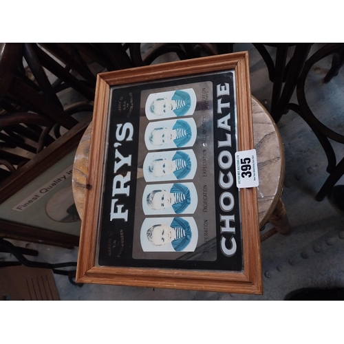 395 - Framed Fry's Chocolate Five Boys advertising mirror. {23 cm H x 31 cm W}.