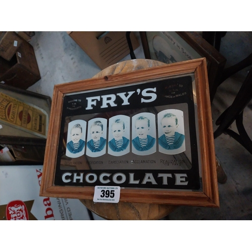 395 - Framed Fry's Chocolate Five Boys advertising mirror. {23 cm H x 31 cm W}.