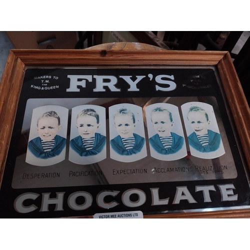 395 - Framed Fry's Chocolate Five Boys advertising mirror. {23 cm H x 31 cm W}.